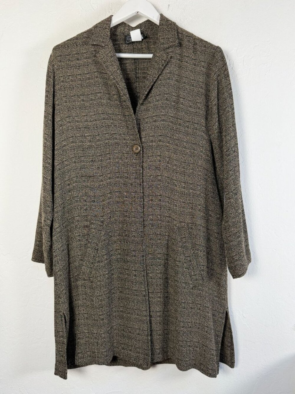 Carol Anderson Collection Womens Brown Textured Duster Cardigan Jacket Medium